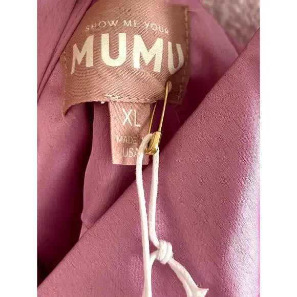 Show Me Your Mumu Mina Midi Dress Purple Pink Luxe Satin XL NWT - Picture 8 of 10